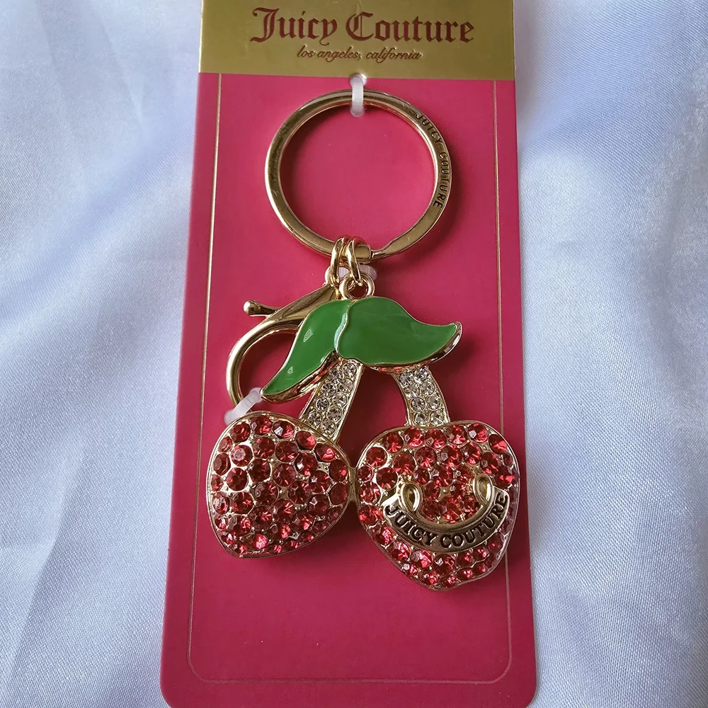 Juicy Couture Red Crystal Cherry Keychain - Picture 2 of 4